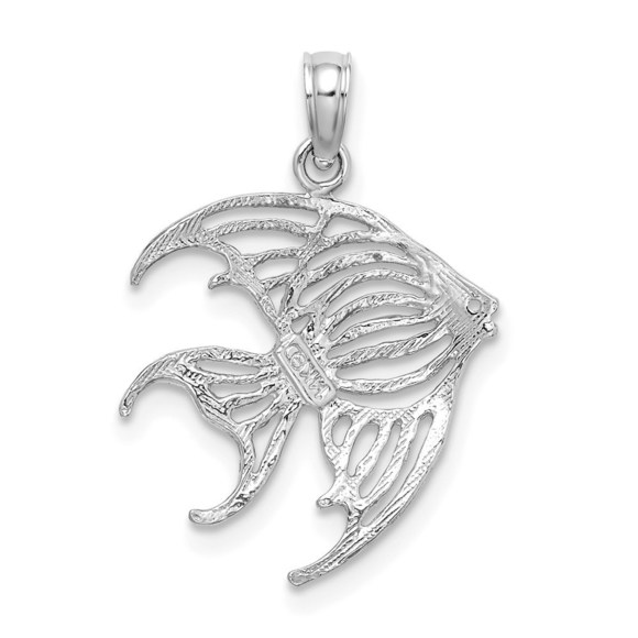 14K White Gold Cut-Out Angelfish Charm Jewelry